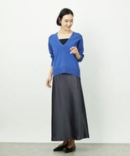 F6HDD04230 MICHEL KLEIN(小さいサイズ)(メゾン ドゥ サンク) [小さいサイズ][コージーボトム]ヴィンテージサテンスカート ダークグレー