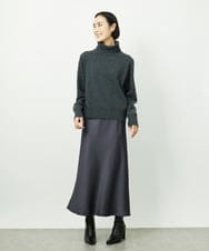 F6HDD04230 MICHEL KLEIN(小さいサイズ)(メゾン ドゥ サンク) [小さいサイズ][コージーボトム]ヴィンテージサテンスカート ダークグレー