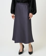 F6HDD04230 MICHEL KLEIN(小さいサイズ)(メゾン ドゥ サンク) [小さいサイズ][コージーボトム]ヴィンテージサテンスカート ダークグレー