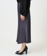 F6HDD04230 MICHEL KLEIN(小さいサイズ)(メゾン ドゥ サンク) [小さいサイズ][コージーボトム]ヴィンテージサテンスカート ダークグレー