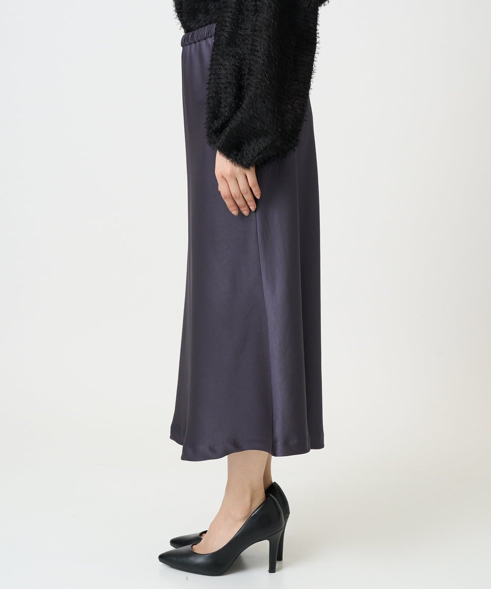 F6HDD04230 MICHEL KLEIN(小さいサイズ)(メゾン ドゥ サンク) [小さいサイズ][コージーボトム]ヴィンテージサテンスカート ダークグレー