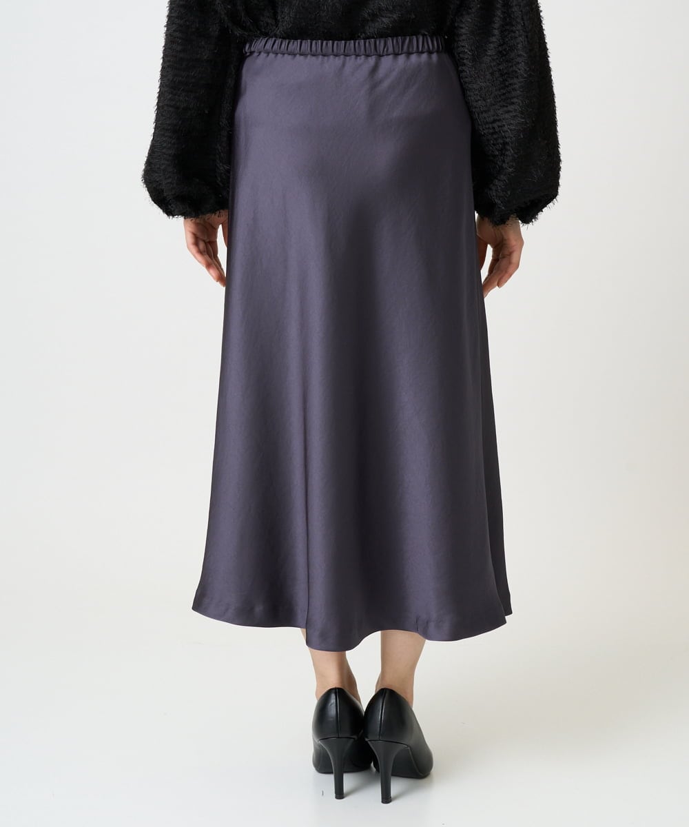 F6HDD04230 MICHEL KLEIN(小さいサイズ)(メゾン ドゥ サンク) [小さいサイズ][コージーボトム]ヴィンテージサテンスカート ダークグレー