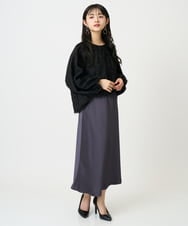 F6HDD04230 MICHEL KLEIN(小さいサイズ)(メゾン ドゥ サンク) [小さいサイズ][コージーボトム]ヴィンテージサテンスカート ダークグレー