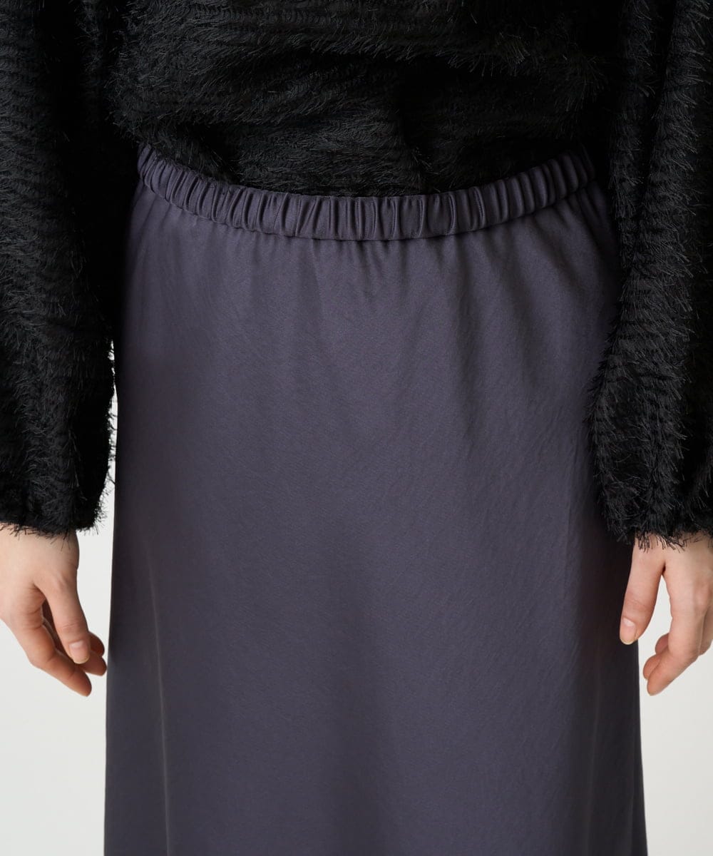 F6HDD04230 MICHEL KLEIN(小さいサイズ)(メゾン ドゥ サンク) [小さいサイズ][コージーボトム]ヴィンテージサテンスカート ダークグレー