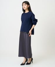 F6HDD04230 MICHEL KLEIN(小さいサイズ)(メゾン ドゥ サンク) [小さいサイズ][コージーボトム]ヴィンテージサテンスカート ダークグレー