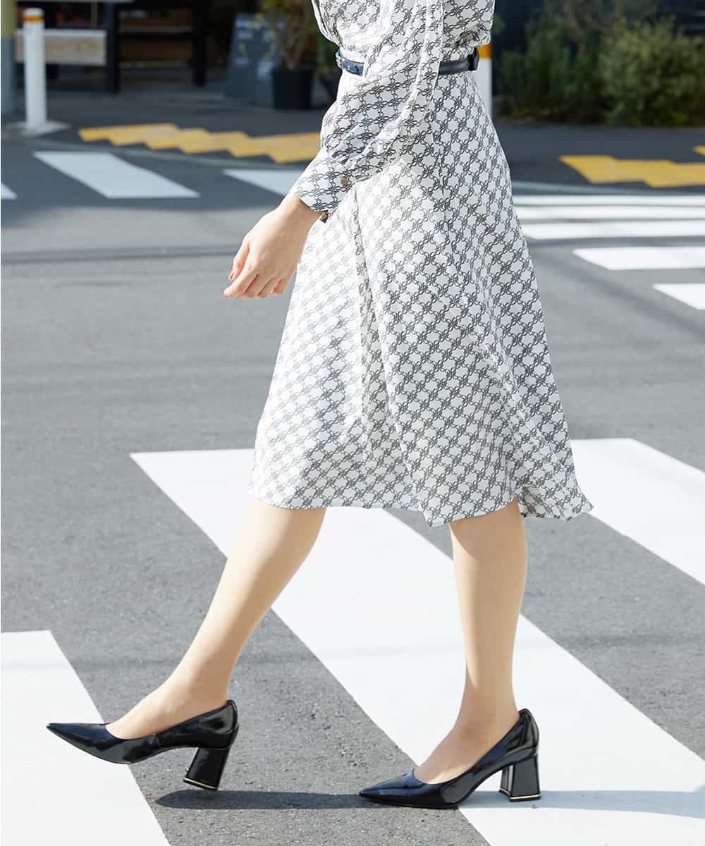 F6HDP13250 MICHEL KLEIN(小さいサイズ)(メゾン ドゥ サンク) 【セットアップ対応/洗える】モノグラムプリーツスカート(小さいサイズ) ライトグレー(91)