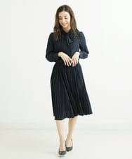 F6HDS02300 MICHEL KLEIN(小さいサイズ)(メゾン ドゥ サンク) [小さいサイズ]デシンダブルプリーツスカート（セットアップ対応） ネイビー(57)