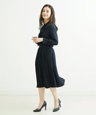 F6HDS02300 MICHEL KLEIN(小さいサイズ)(メゾン ドゥ サンク) [小さいサイズ]デシンダブルプリーツスカート（セットアップ対応） ネイビー(57)