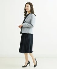 F6HDS02300 MICHEL KLEIN(小さいサイズ)(メゾン ドゥ サンク) [小さいサイズ]デシンダブルプリーツスカート（セットアップ対応） ネイビー(57)