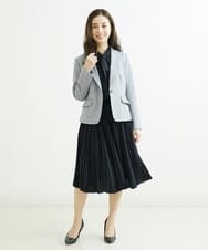 F6HDS02300 MICHEL KLEIN(小さいサイズ)(メゾン ドゥ サンク) [小さいサイズ]デシンダブルプリーツスカート（セットアップ対応） ネイビー(57)