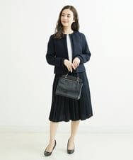 F6HDS02300 MICHEL KLEIN(小さいサイズ)(メゾン ドゥ サンク) [小さいサイズ]デシンダブルプリーツスカート（セットアップ対応） ネイビー(57)