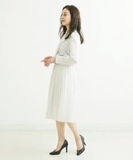 F6HDS02300 MICHEL KLEIN(小さいサイズ)(メゾン ドゥ サンク) [小さいサイズ]デシンダブルプリーツスカート（セットアップ対応） ネイビー(57)