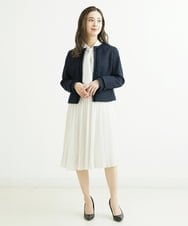 F6HDS02300 MICHEL KLEIN(小さいサイズ)(メゾン ドゥ サンク) [小さいサイズ]デシンダブルプリーツスカート（セットアップ対応） ネイビー(57)