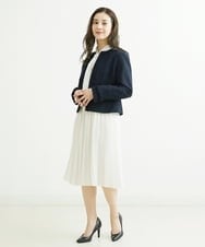 F6HDS02300 MICHEL KLEIN(小さいサイズ)(メゾン ドゥ サンク) [小さいサイズ]デシンダブルプリーツスカート（セットアップ対応） ネイビー(57)