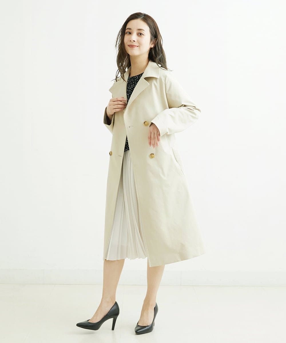 F6HDS02300 MICHEL KLEIN(小さいサイズ)(メゾン ドゥ サンク) [小さいサイズ]デシンダブルプリーツスカート（セットアップ対応） ネイビー(57)
