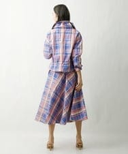 F6HDS10360 MICHEL KLEIN(小さいサイズ)(メゾン ドゥ サンク) [小さいサイズ]チェックジャカードタックスカート（セットアップ対応/オリジナル素材） ブルー系(55)
