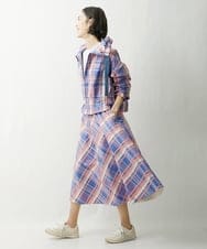 F6HDS10360 MICHEL KLEIN(小さいサイズ)(メゾン ドゥ サンク) [小さいサイズ]チェックジャカードタックスカート（セットアップ対応/オリジナル素材） ブルー系(55)