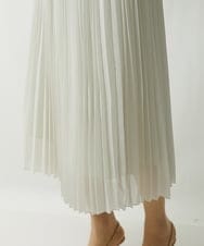 F6HDS14250 MICHEL KLEIN(小さいサイズ)(メゾン ドゥ サンク) [小さいサイズ]ポリエステルスラブプリーツスカート グリーン(30)