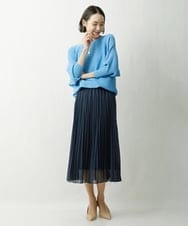 F6HDS14250 MICHEL KLEIN(小さいサイズ)(メゾン ドゥ サンク) [小さいサイズ]ポリエステルスラブプリーツスカート グリーン(30)