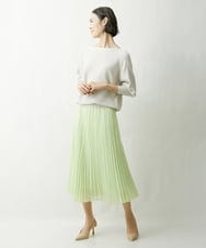 F6HDS14250 MICHEL KLEIN(小さいサイズ)(メゾン ドゥ サンク) [小さいサイズ]ポリエステルスラブプリーツスカート グリーン(30)