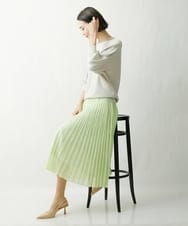 F6HDS14250 MICHEL KLEIN(小さいサイズ)(メゾン ドゥ サンク) [小さいサイズ]ポリエステルスラブプリーツスカート グリーン(30)