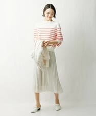 F6HDS14250 MICHEL KLEIN(小さいサイズ)(メゾン ドゥ サンク) [小さいサイズ]ポリエステルスラブプリーツスカート グリーン(30)