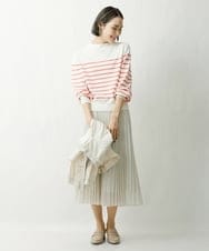 F6HDS14250 MICHEL KLEIN(小さいサイズ)(メゾン ドゥ サンク) [小さいサイズ]ポリエステルスラブプリーツスカート グリーン(30)