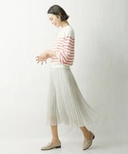 F6HDS14250 MICHEL KLEIN(小さいサイズ)(メゾン ドゥ サンク) [小さいサイズ]ポリエステルスラブプリーツスカート グリーン(30)