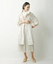 F6HDS14250 MICHEL KLEIN(小さいサイズ)(メゾン ドゥ サンク) [小さいサイズ]ポリエステルスラブプリーツスカート グリーン(30)
