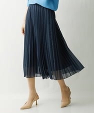 F6HDS14250 MICHEL KLEIN(小さいサイズ)(メゾン ドゥ サンク) [小さいサイズ]ポリエステルスラブプリーツスカート グリーン(30)