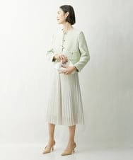F6HDS14250 MICHEL KLEIN(小さいサイズ)(メゾン ドゥ サンク) [小さいサイズ]ポリエステルスラブプリーツスカート グリーン(30)