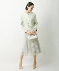 F6HDS14250 MICHEL KLEIN(小さいサイズ)(メゾン ドゥ サンク) [小さいサイズ]ポリエステルスラブプリーツスカート グリーン(30)
