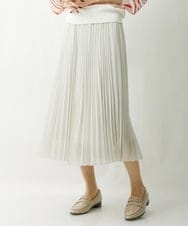 F6HDS14250 MICHEL KLEIN(小さいサイズ)(メゾン ドゥ サンク) [小さいサイズ]ポリエステルスラブプリーツスカート グリーン(30)