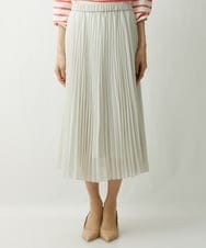 F6HDS14250 MICHEL KLEIN(小さいサイズ)(メゾン ドゥ サンク) [小さいサイズ]ポリエステルスラブプリーツスカート グリーン(30)