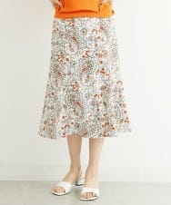 F6HFS28270 MICHEL KLEIN(小さいサイズ)(メゾン ドゥ サンク) [小さいサイズ]サラサプリントマーメイドスカート(オリジナルプリント) アイボリー(80)