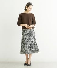 F6HFS28270 MICHEL KLEIN(小さいサイズ)(メゾン ドゥ サンク) [小さいサイズ]サラサプリントマーメイドスカート(オリジナルプリント) ブラック(94)