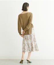 F6HFS28270 MICHEL KLEIN(小さいサイズ)(メゾン ドゥ サンク) [小さいサイズ]サラサプリントマーメイドスカート(オリジナルプリント) ブラック(94)