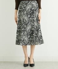 F6HFS28270 MICHEL KLEIN(小さいサイズ)(メゾン ドゥ サンク) [小さいサイズ]サラサプリントマーメイドスカート(オリジナルプリント) ブラック(94)