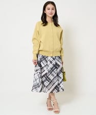 F6HGA04360 MICHEL KLEIN(小さいサイズ)(メゾン ドゥ サンク) [小さいサイズ]シアーチェックスカート(オリジナルプリント) グリーン