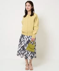 F6HGA04360 MICHEL KLEIN(小さいサイズ)(メゾン ドゥ サンク) [小さいサイズ]シアーチェックスカート(オリジナルプリント) グリーン