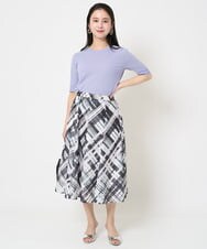 F6HGA04360 MICHEL KLEIN(小さいサイズ)(メゾン ドゥ サンク) [小さいサイズ]シアーチェックスカート(オリジナルプリント) グリーン