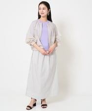 F6HGA09280 MICHEL KLEIN(小さいサイズ)(メゾン ドゥ サンク) [小さいサイズ]ストライプストレートスカート(セットアップ対応) ライトブルー