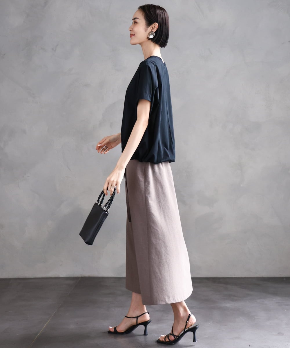 F6HGA11230 MICHEL KLEIN(小さいサイズ)(メゾン ドゥ サンク) [ 小さいサイズ]ベルト付きAラインスカート ベージュ