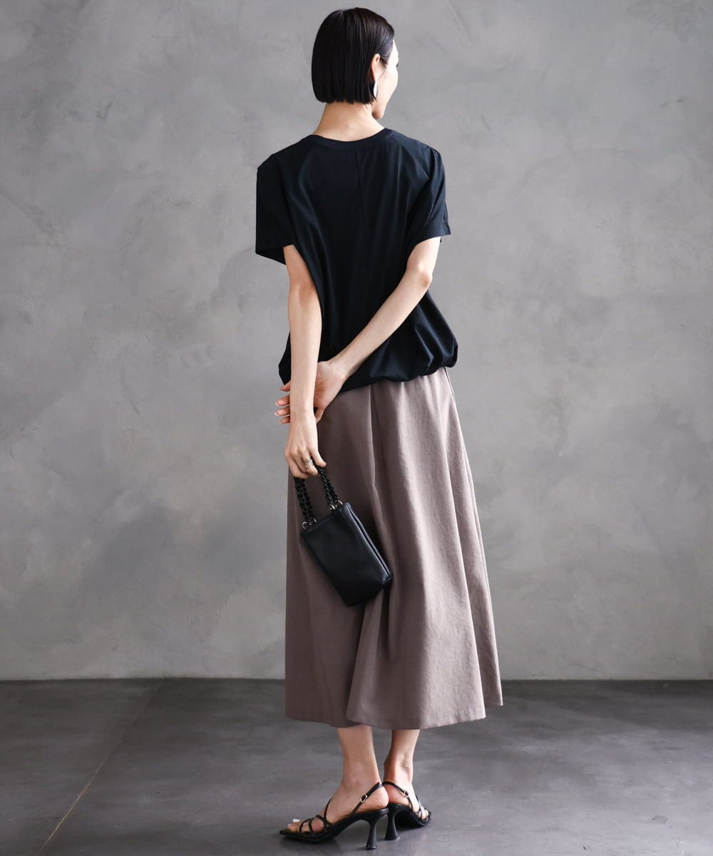 F6HGA11230 MICHEL KLEIN(小さいサイズ)(メゾン ドゥ サンク) [ 小さいサイズ]ベルト付きAラインスカート ベージュ