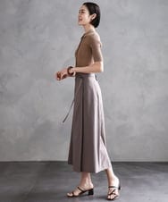 F6HGA11230 MICHEL KLEIN(小さいサイズ)(メゾン ドゥ サンク) [ 小さいサイズ]ベルト付きAラインスカート ベージュ
