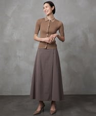 F6HGA11230 MICHEL KLEIN(小さいサイズ)(メゾン ドゥ サンク) [ 小さいサイズ]ベルト付きAラインスカート ベージュ