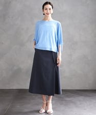 F6HGA11230 MICHEL KLEIN(小さいサイズ)(メゾン ドゥ サンク) [ 小さいサイズ]ベルト付きAラインスカート ベージュ