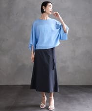 F6HGA11230 MICHEL KLEIN(小さいサイズ)(メゾン ドゥ サンク) [ 小さいサイズ]ベルト付きAラインスカート ベージュ