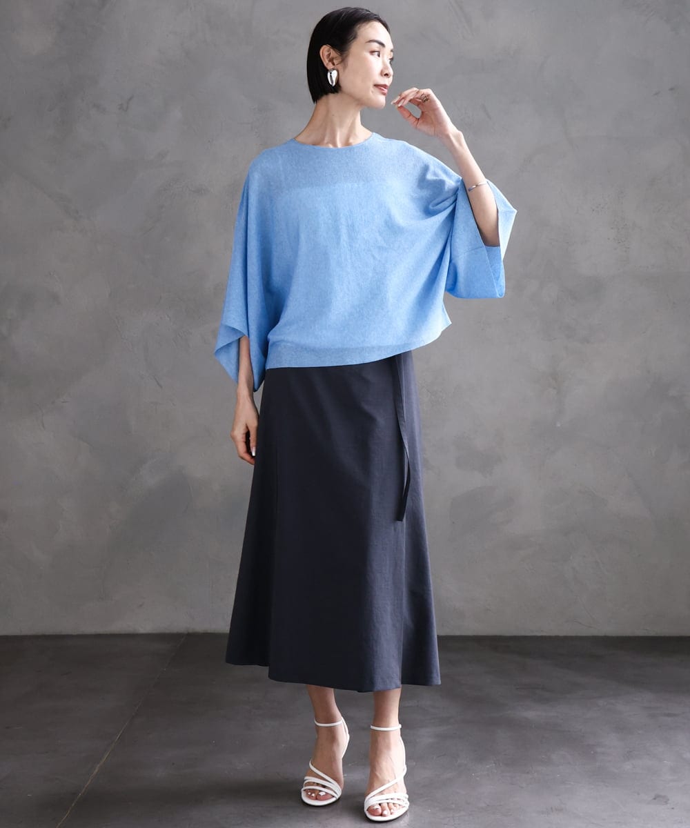 F6HGA11230 MICHEL KLEIN(小さいサイズ)(メゾン ドゥ サンク) [ 小さいサイズ]ベルト付きAラインスカート ベージュ