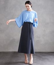 F6HGA11230 MICHEL KLEIN(小さいサイズ)(メゾン ドゥ サンク) [ 小さいサイズ]ベルト付きAラインスカート ベージュ